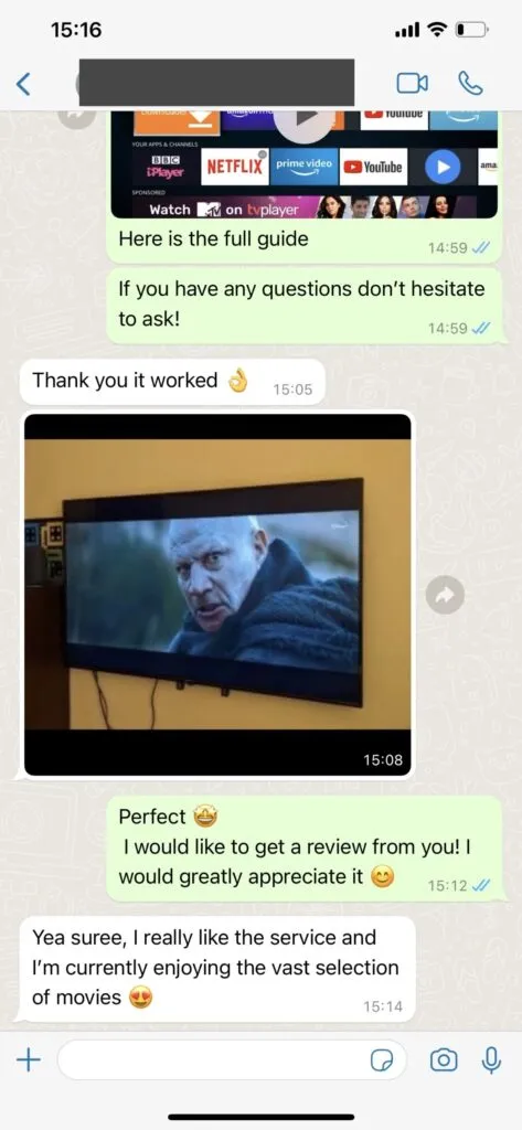 WhatsApp-Screenshot: Kundenaktivierung 1